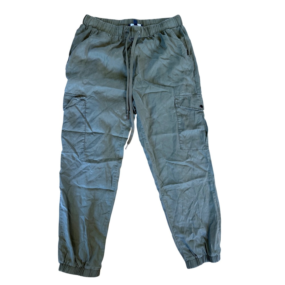 C'est Toi Olive Green Tencel Cargo Joggers Elastic Waist Pants PA6017 Large